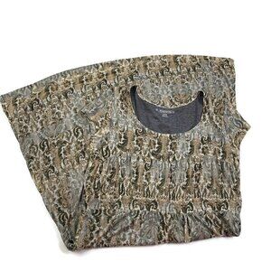 Stetson Rayon Blend Cap Sleeve Scoop Neck Paisley/Floral Print Dress Women's L